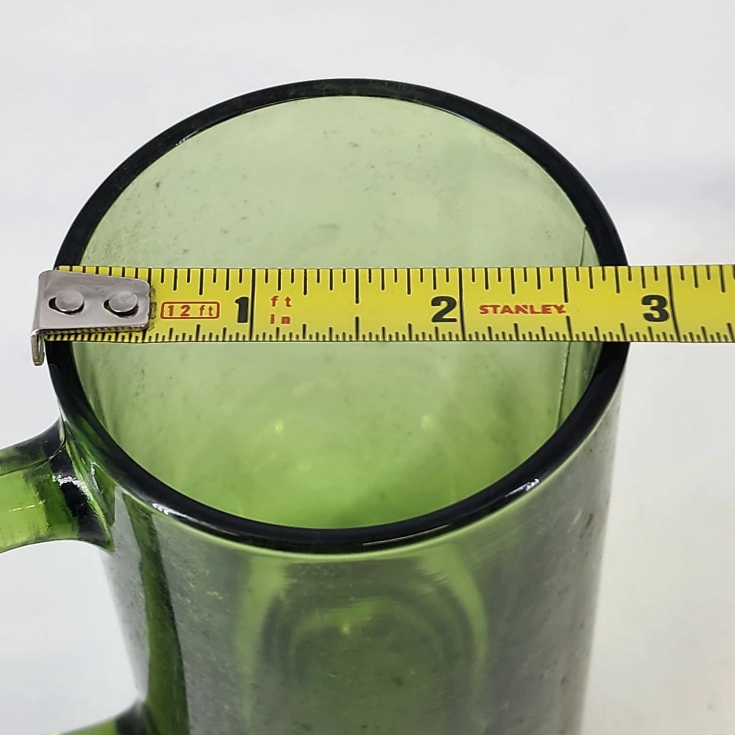 Finlandia Avocado Green Glass Mugs Set of 3 Anchor Hocking D Handles 12 oz 5.5"h