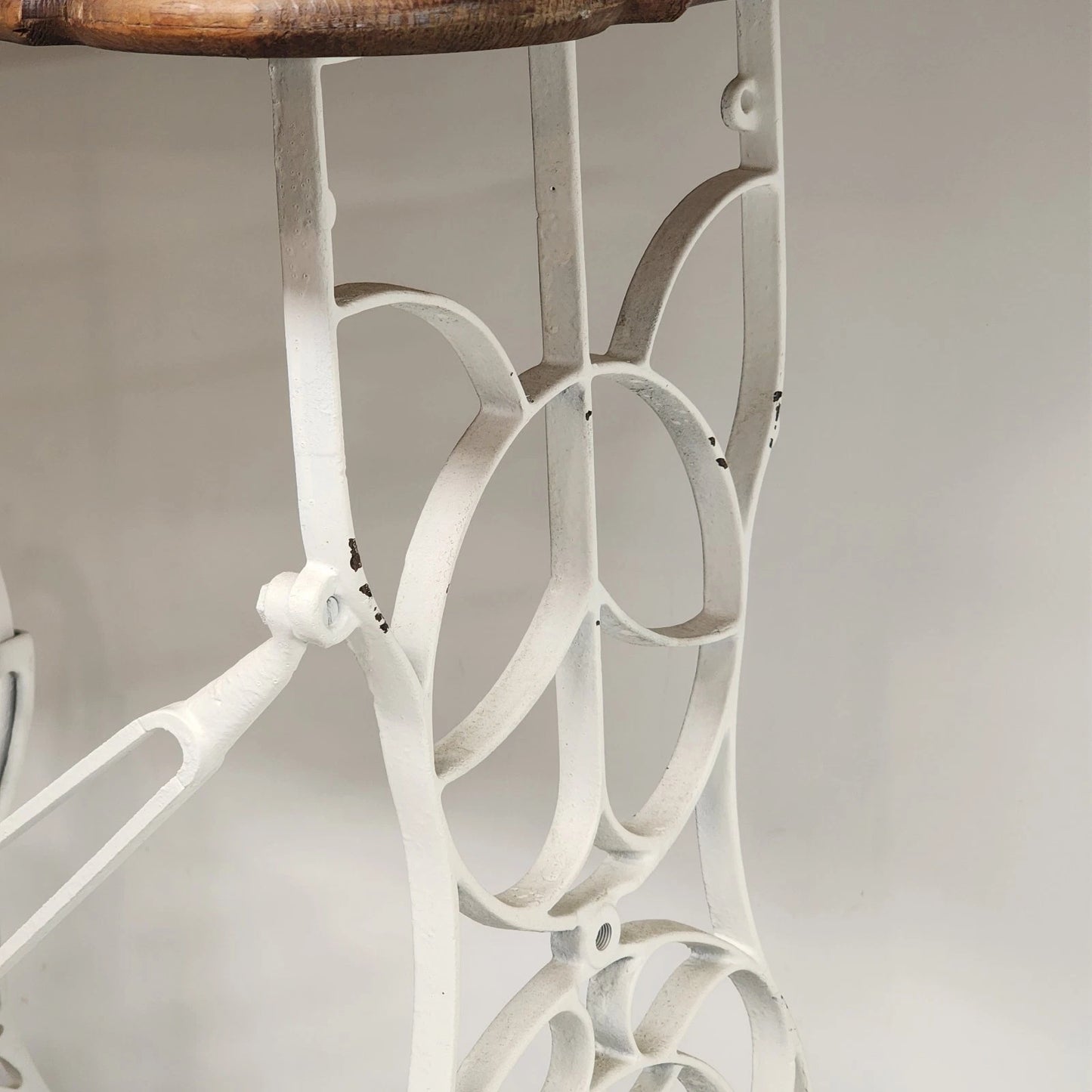 Antique Singer Sewing Machine Table Treadle Base Cast Iron Frame Wood Top 31.5"