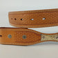 Brown Leather Basketweave Ranger Belt No Buckle 1.5" Marked 38 Vintage JJ Stamp