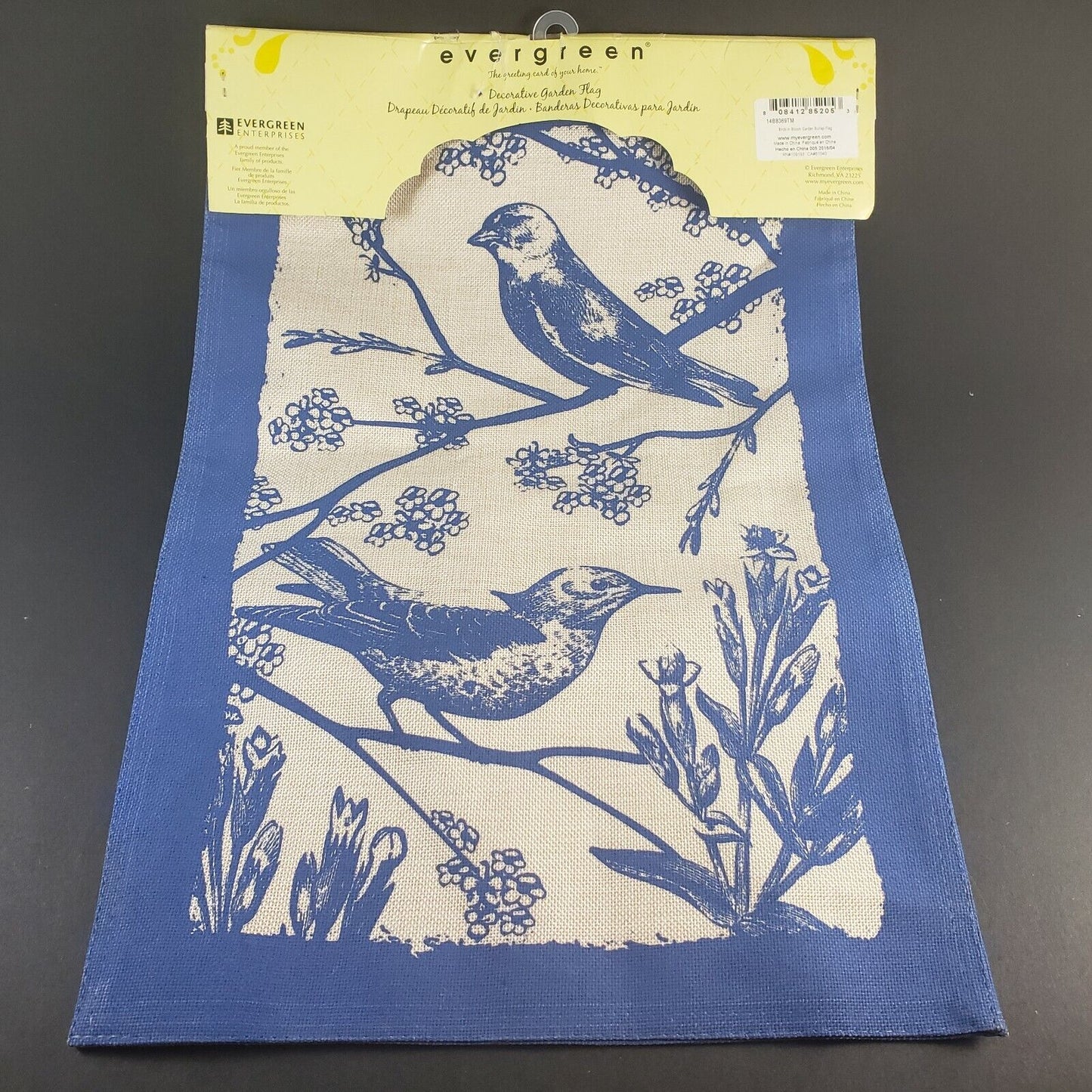 Evergreen Blue Birds Burlap Boutique Garden Flag 18x12 Outdoor Decor
