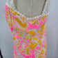 Lilly Pulitzer Sz 8 Pink White Lace Lined Back Zip Sleeveless Retro Dress