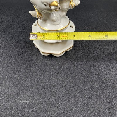 Bavaria White Porcelain Two Birds on Branch Figure by Gerold Co Tettau Gold Trim
