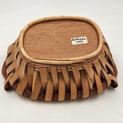 Oval Basket with Wooden Handles 12"x9" LaVeeda Hand Woven Rattan Wicker