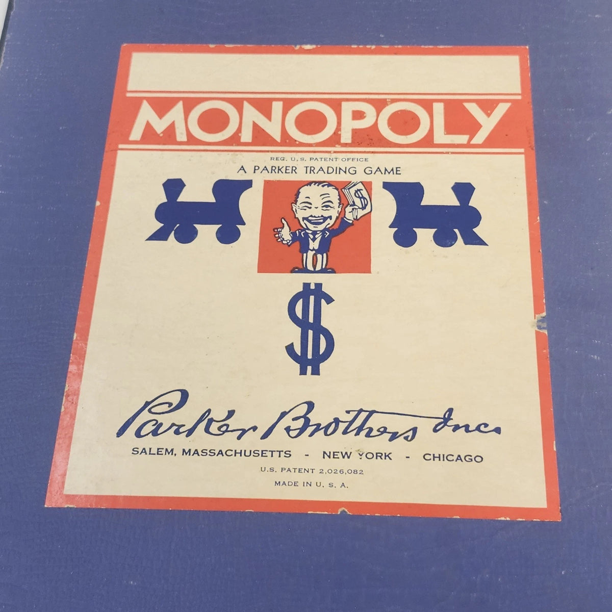 Parker Brothers Monopoly Game Board Bi-Fold Early Ed 1938 Salem Mass Chicago NY
