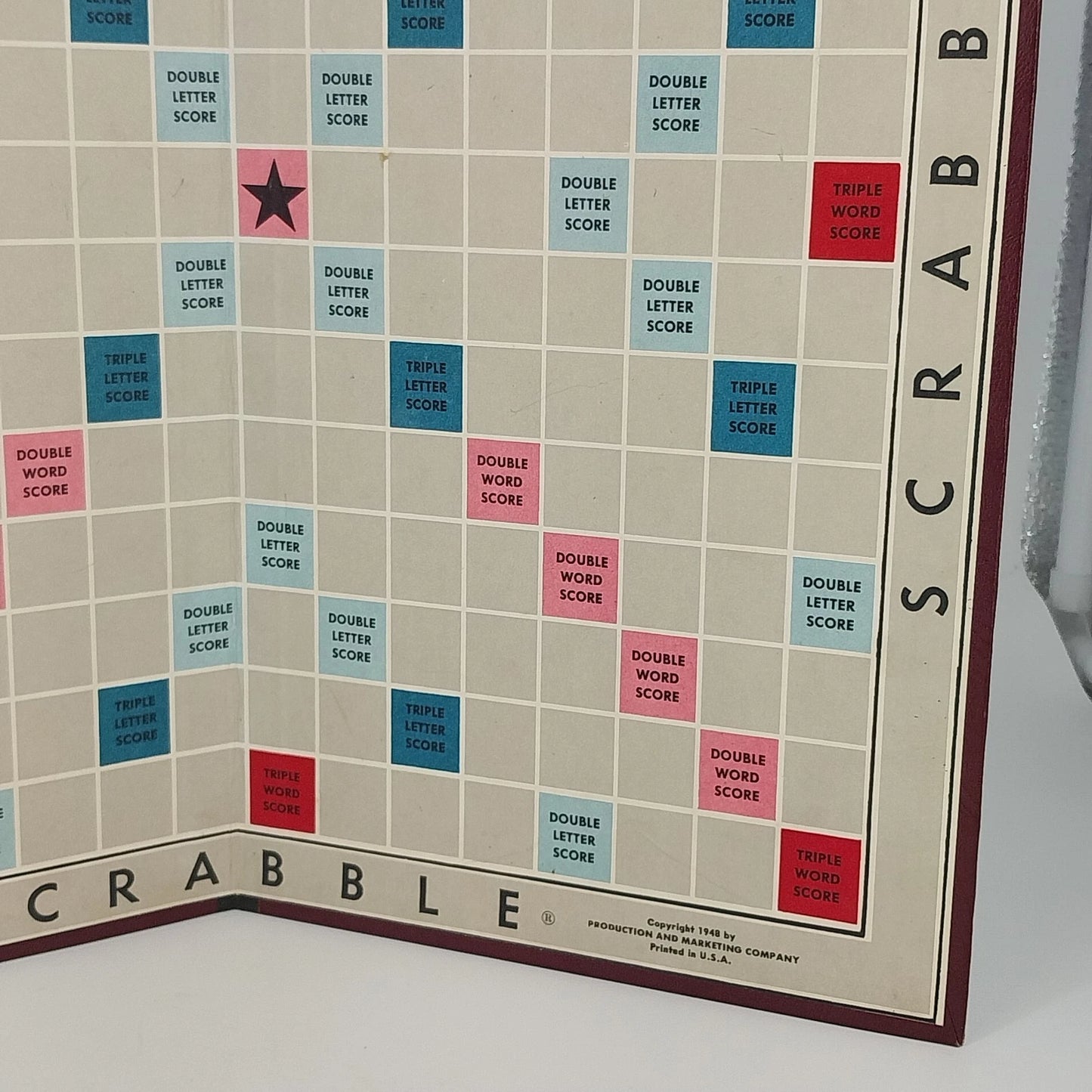 Scrabble Game Board Only 1948 Light Maroon Back Replacement Board 14" USA Vtg