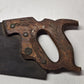 Warranted Superior 26" Crosscut Hand Saw Wheat Carved Wood Handle Vintage