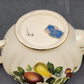 Sadler Teapot Fruit Design England White Gold Trim 6" Wide x 4" Tall + Lid Vtg