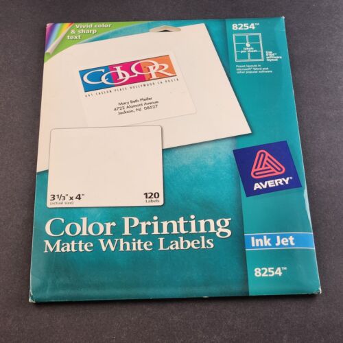 Partial Avery Ink Jet Colo Printing Paper Matte White 114 Labels and 19 Sheets