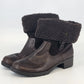 Sonoma Western Ankle Boots Life Style Women's 8.5 Brown Block Heel Fur Trim