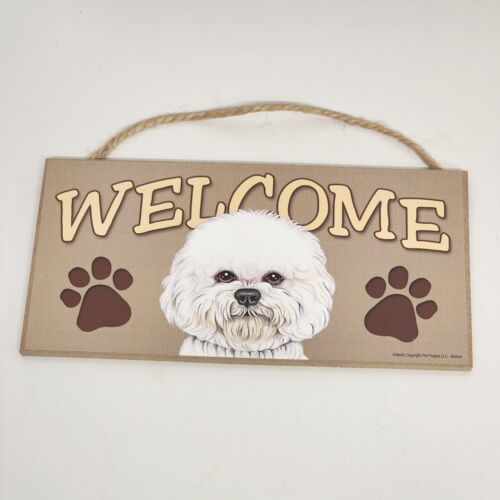 5 pc Bichon Wall Art Sign Love Spoiled Wooden Made USA Pet Project 10" Welcome