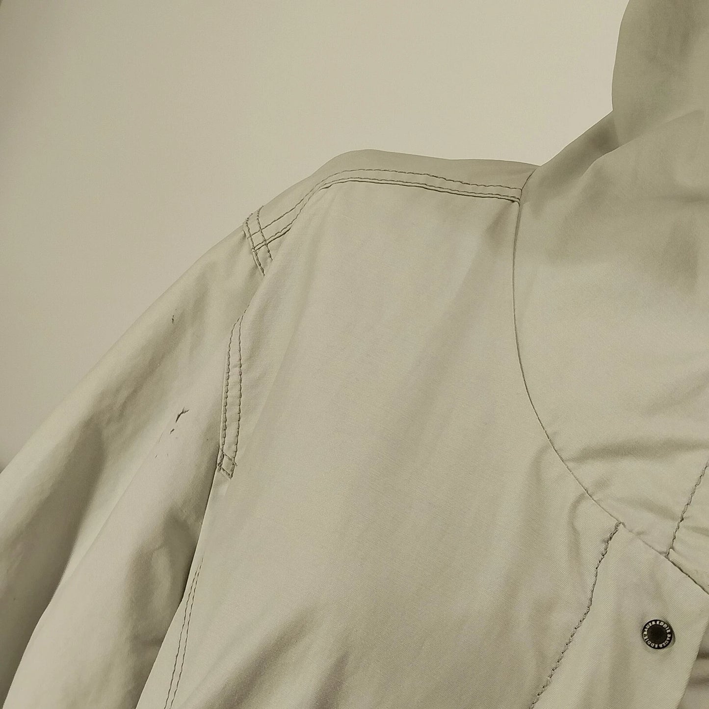 Eddie Bauer Women’s Jacket 2X Beige Hooded Windbreaker Lightweight Lined Vintage