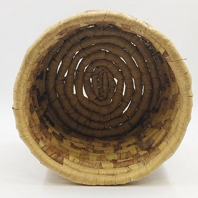 Woven Maize Corn Husk Reed Round Basket Planter Hand Made Craft 12"x11"