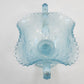 Jeannette Louisa Ice Blue Glass Pedestal Compote Double Handle Ruffled Rim 5.25"