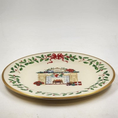 Lenox 1993 Annual Collector Christmas Plate 3rd in Series Signed Fireplace Image