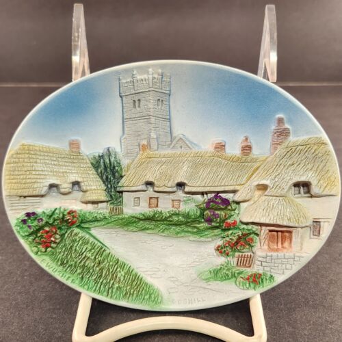 Legendware E W Usher Hand Painted Godshill Oval 3D Wall Plaque 6¼" x 4¾" England