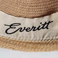 Everitt Bucket Style Rope Hat Tan w Tan Hat Band Half Creased Top Vintage 7-1/8