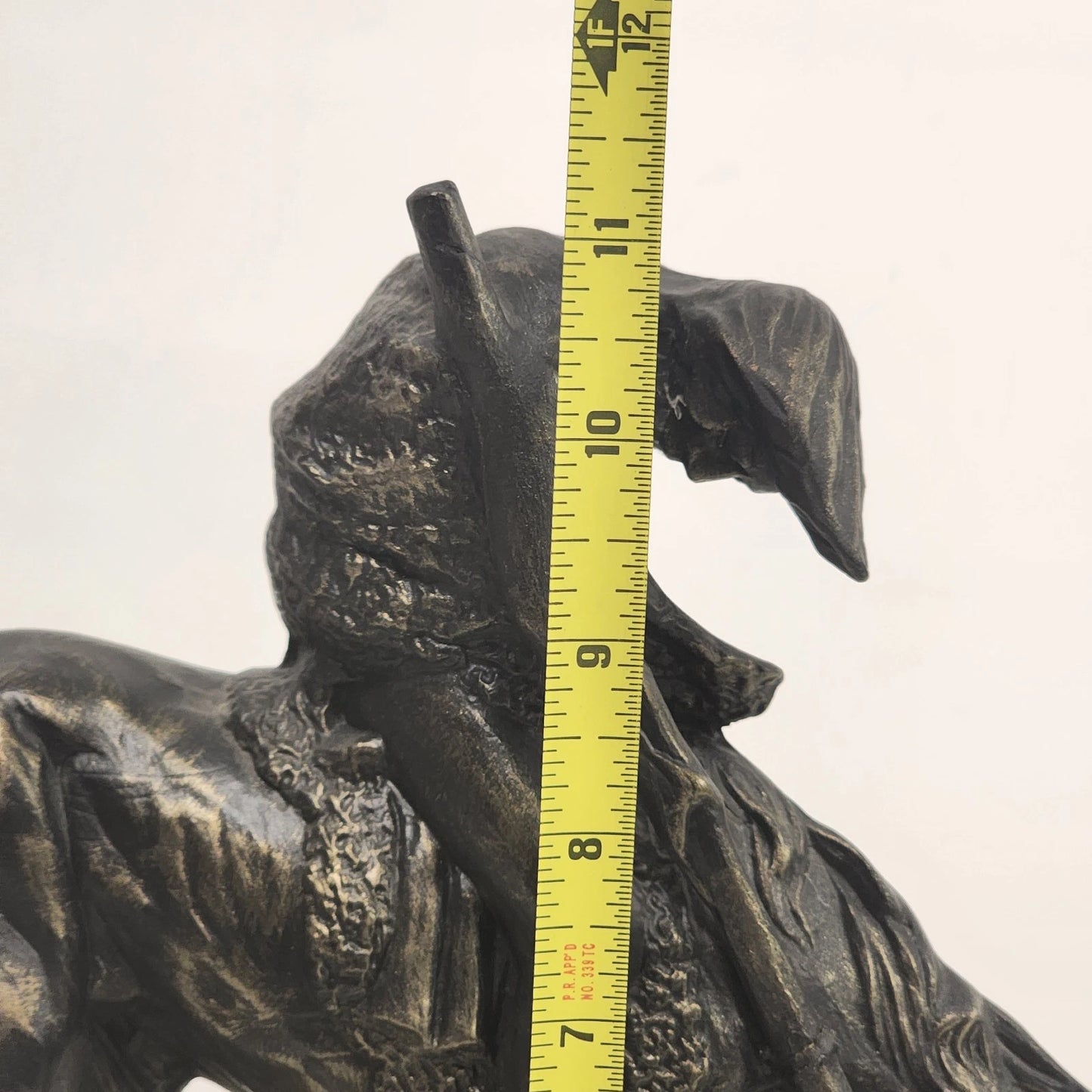 Cast Metal Statue End of the Trail Native American on Sandstone Base 13" Vintage