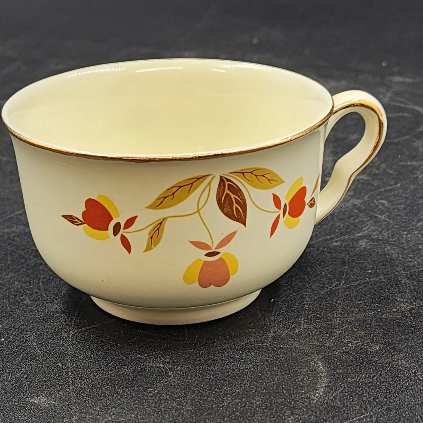 Autumn Leaf Cup & Saucer Set Ruffled D Flat Hall's Superior & Jewel Tea MCM Vtg