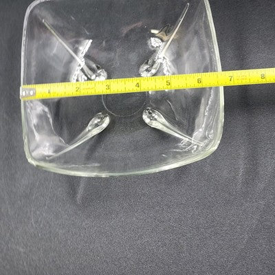 Anchor Hocking Square Clear Glass Swedish Soap Dish Candy Bowl Teardrop Footed