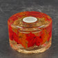 Autumn Leaves Gel-Filled Votive Candle Holder Double Glass 4" x 2.5" Fall Decor