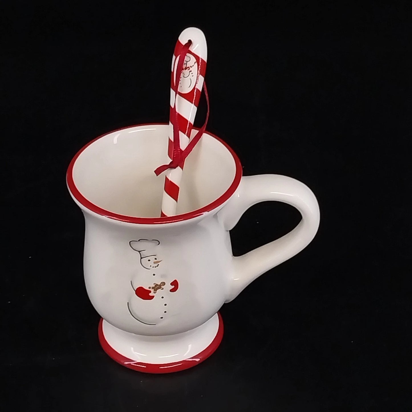 Williams Sonoma Snowman Chef Mug w Spoon Cocoa Cup Christmas Collectible China