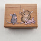 Stampabilities Sew What & Mouse Drops Wooden Mounted Rubber Stamps Lot of 2