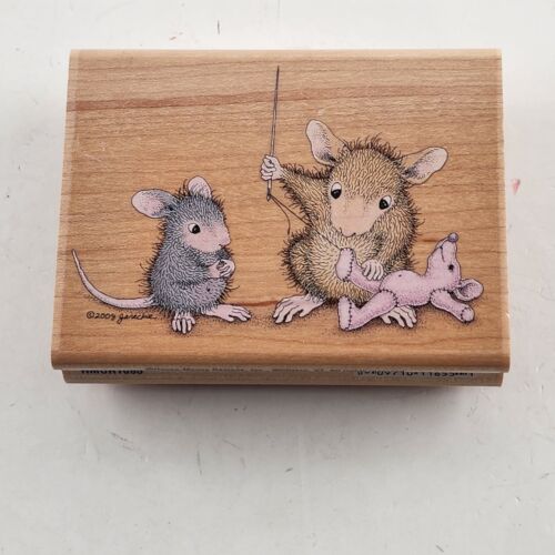 Stampabilities Sew What & Mouse Drops Wooden Mounted Rubber Stamps Lot of 2