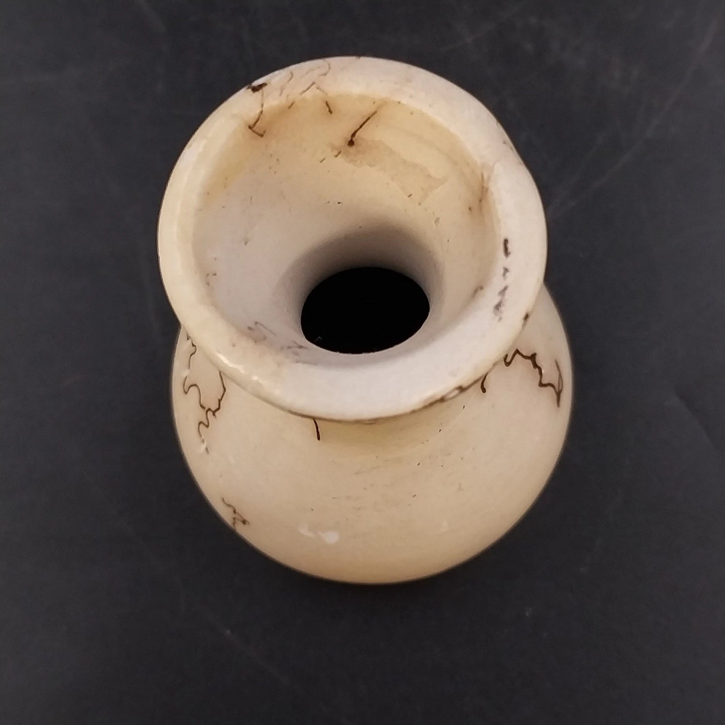 Vail Signed Horsehair Pottery Mini Bud Vase Cream Black 3" Southwestern