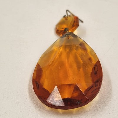 9 Amber Teardrop Faceted Crystal Glass 2" Prisms for Lighting Chandelier Accents