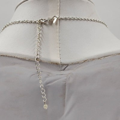 Avon Silver Tone Chain Opaque Green Gemstone Pendant 10" Necklace Lobster Clasp