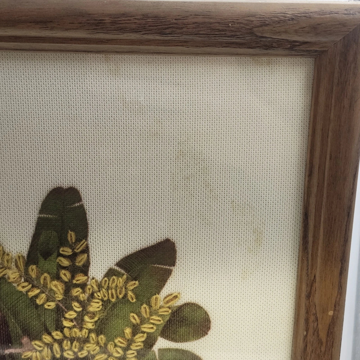 African Safari Animal Needlework Framed Under Glass Elephant Giraffe 18x18"