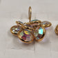 Crystal Aurora Borealis Colorful Sparkle Ball Quartz Gold Tone Fishhook Earrings