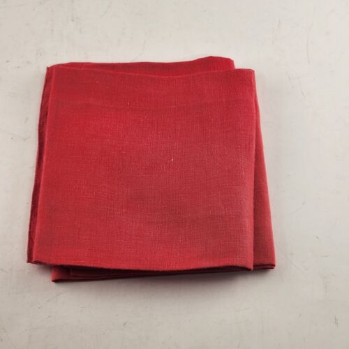 2 Pc Red Linen Dinner Napkins Dining Table Spring Cloth Vintage 19" x 13.5"