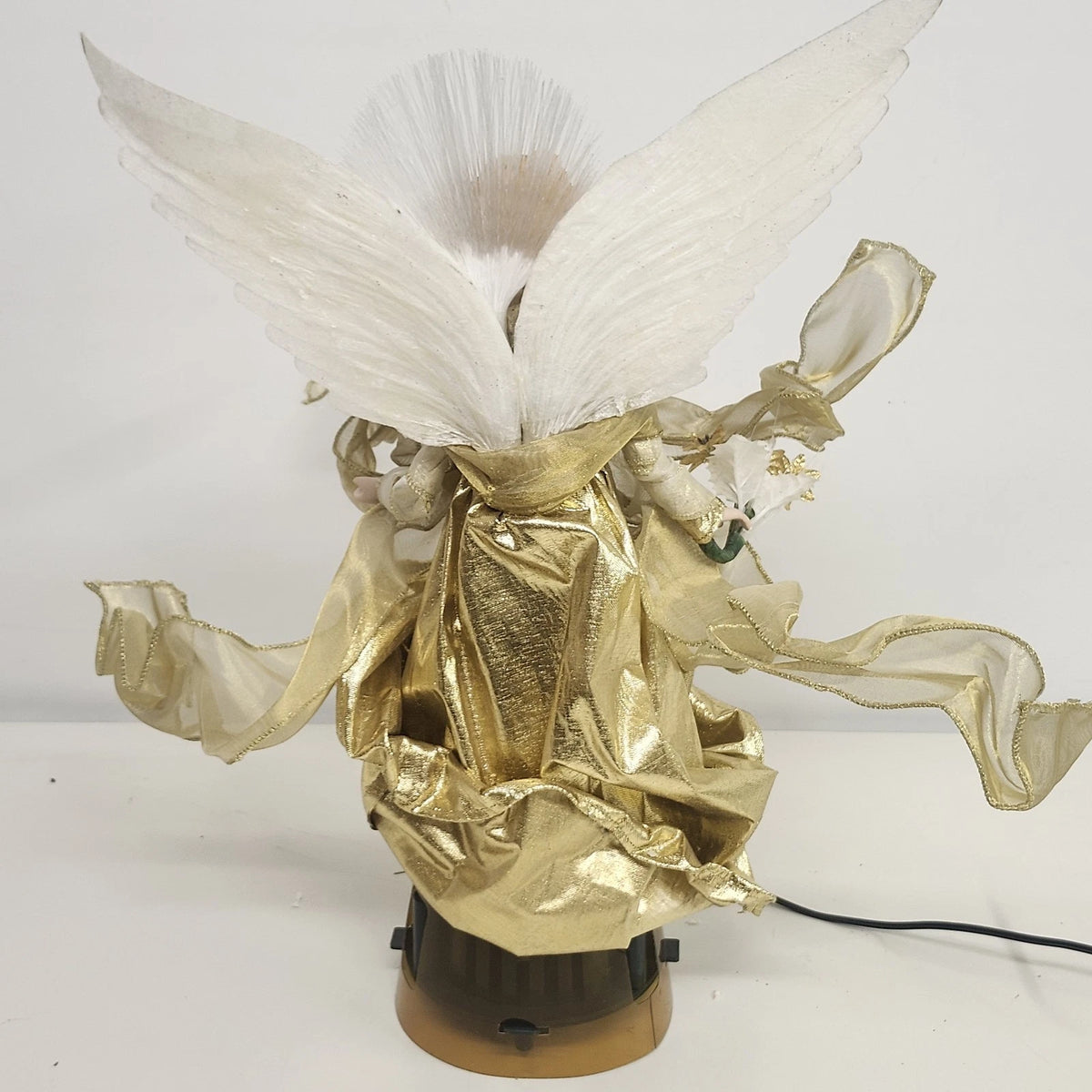 Bradford Novelty Fiber Optic Angel Tree Topper Gold 14" Color Changing w Box