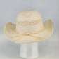 All White Straw Paper Woven Cowboy Hat Western Summer Sun Hat White Rope Band