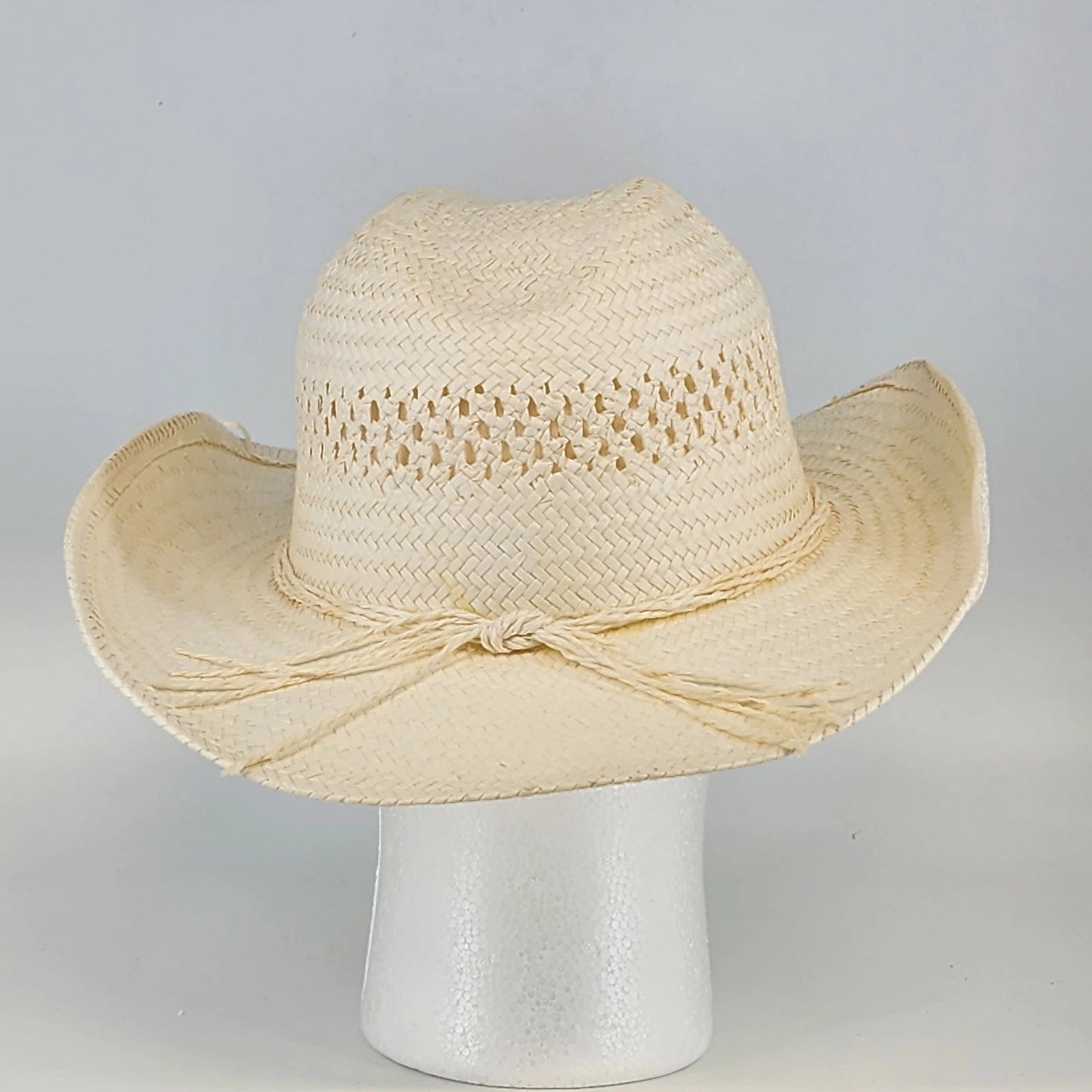 All White Straw Paper Woven Cowboy Hat Western Summer Sun Hat White Rope Band