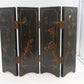 Macau Black Lacquer Soapstone 4-Panel Asian Tabletop Folding Screen 18" x 14"