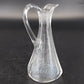 Etched Cut Clear Glass Cruet Multi Faceted Stopper Clear Glass Antique