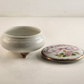 Mother Hand Painted Powdered Ceramic Jar Dish w Lid and Gold Trim Vintage Japan