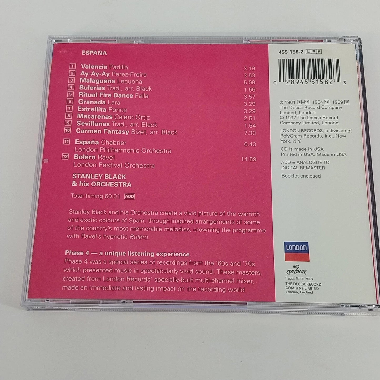 Stanley Black & His Orchestra España Phase 4 Stereo CD 1997 London Decca Classic