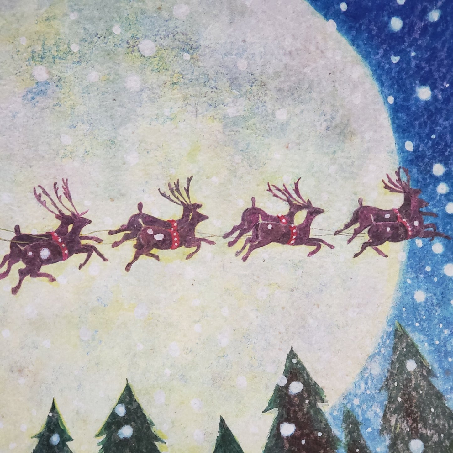 Christmas Doormat Santa Sleigh Reindeer Royal Full Moon Night Sky 30x18 Non-Slip