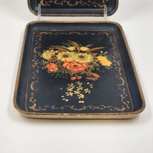 2 ISCO Hand Painted Snack Trays Alcohol Proof Made in Japan 1950's 8.25" x 5.25"