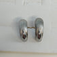 Silver Tone Half Hoop Clip On Earrings Textured Brushed Teardrop Vintage