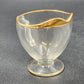 Crystal Clear Glass Sugar Bowl & Creamer 3.25" Gold Gilt Rim Scroll Handle