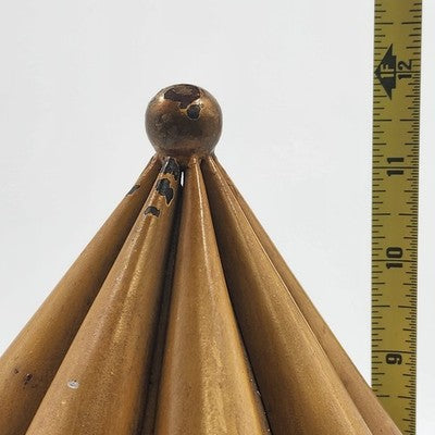 Italian Metal Lantern Taper Holder Vintage Amber Yellow Cone Rustic Candle Lamp