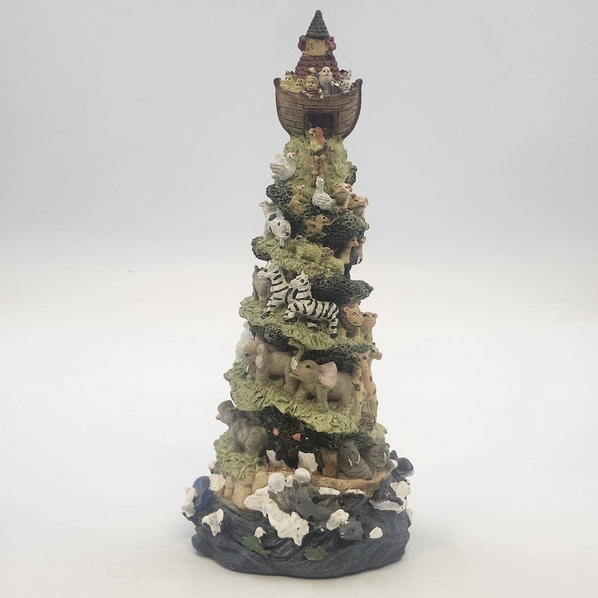 Noah's Ark Animal Spiral Tower Music Box Wildlife Figurine 10" Ceramic TLC China