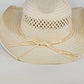 All White Straw Paper Woven Cowboy Hat Western Summer Sun Hat White Rope Band