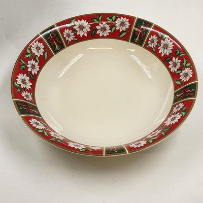 Set of 4 Charlton Hall Classic Tradition Christmas Soup Bowls 7.5" Porcelain