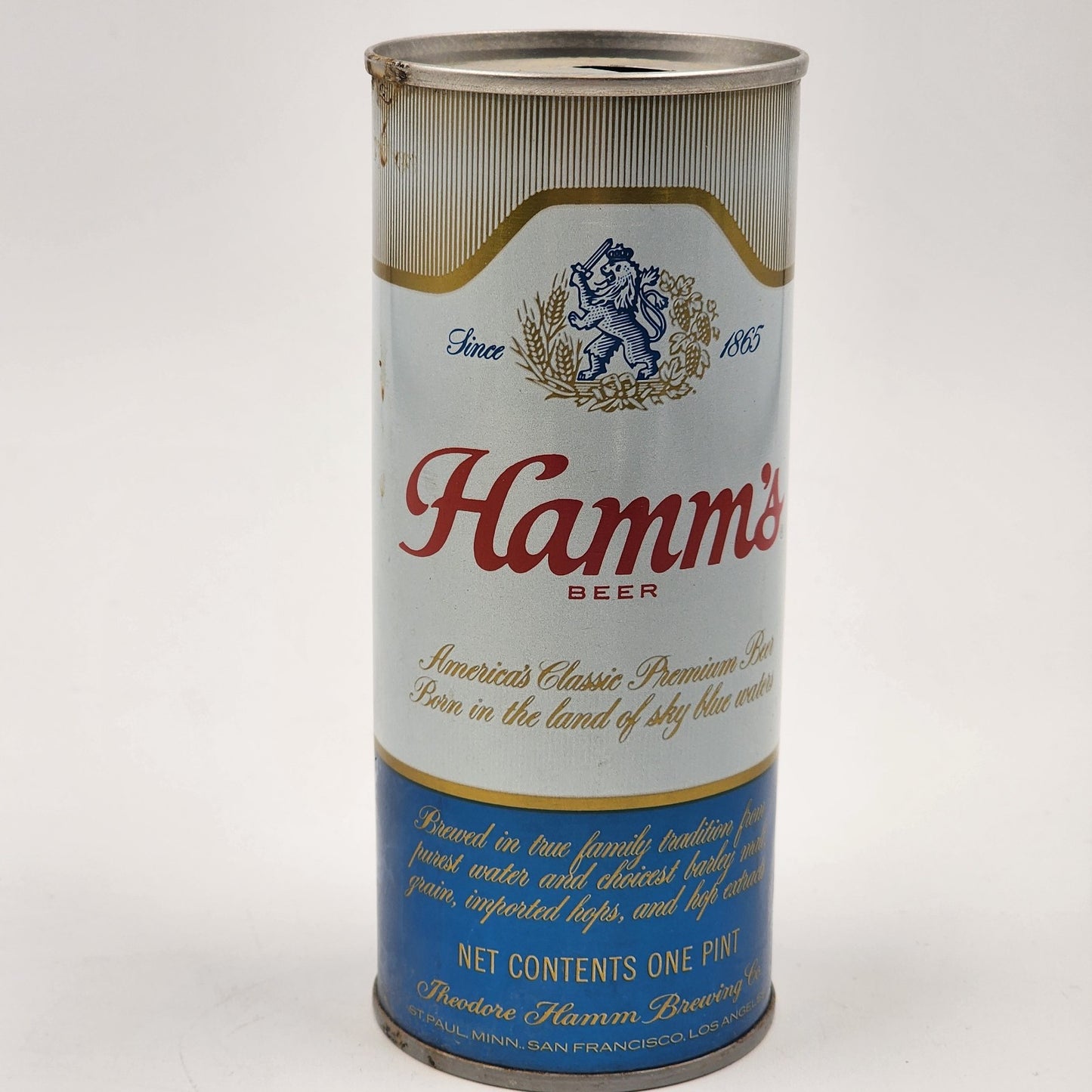 Hamm's Empty Aluminum Edge Pull Top Tin Beer Can 16oz Theodore Brewing Co 1970's