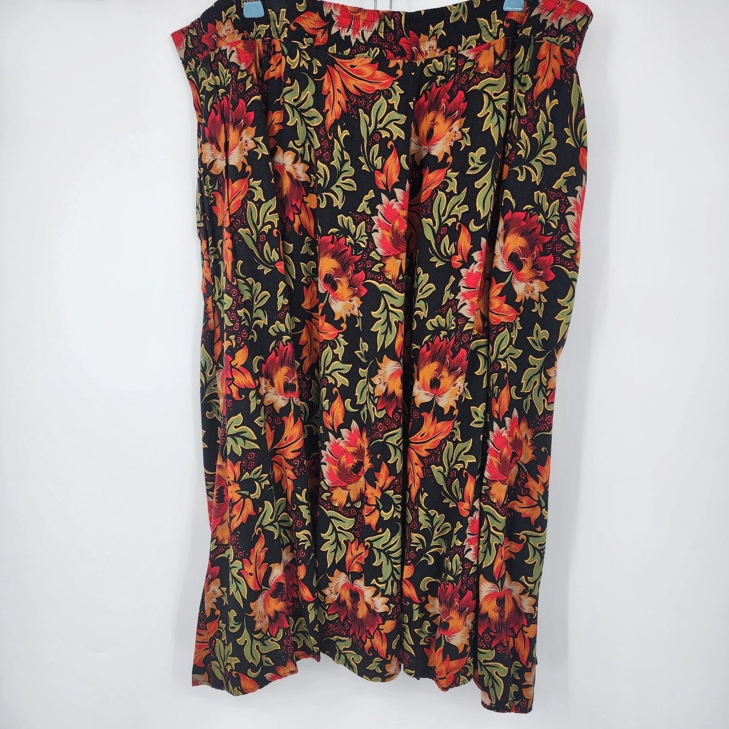 Studio C Floral Top and Skirt Set 24W Black Orange Rayon Outfit